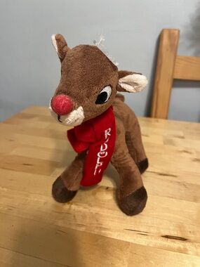 Rudolph Plush Reindeer with Red Scarf